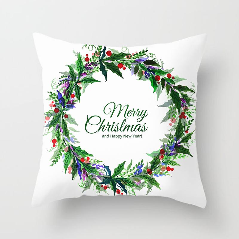 Merry Christmas Printed White Putetrekk Christmas Style Putetrekk Hjem Sofa Dekor Putetrekk