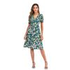 Summer Women Bohemian V Neck Short Sleeve High Waist Floral Print Chic Long Dress S-XXL