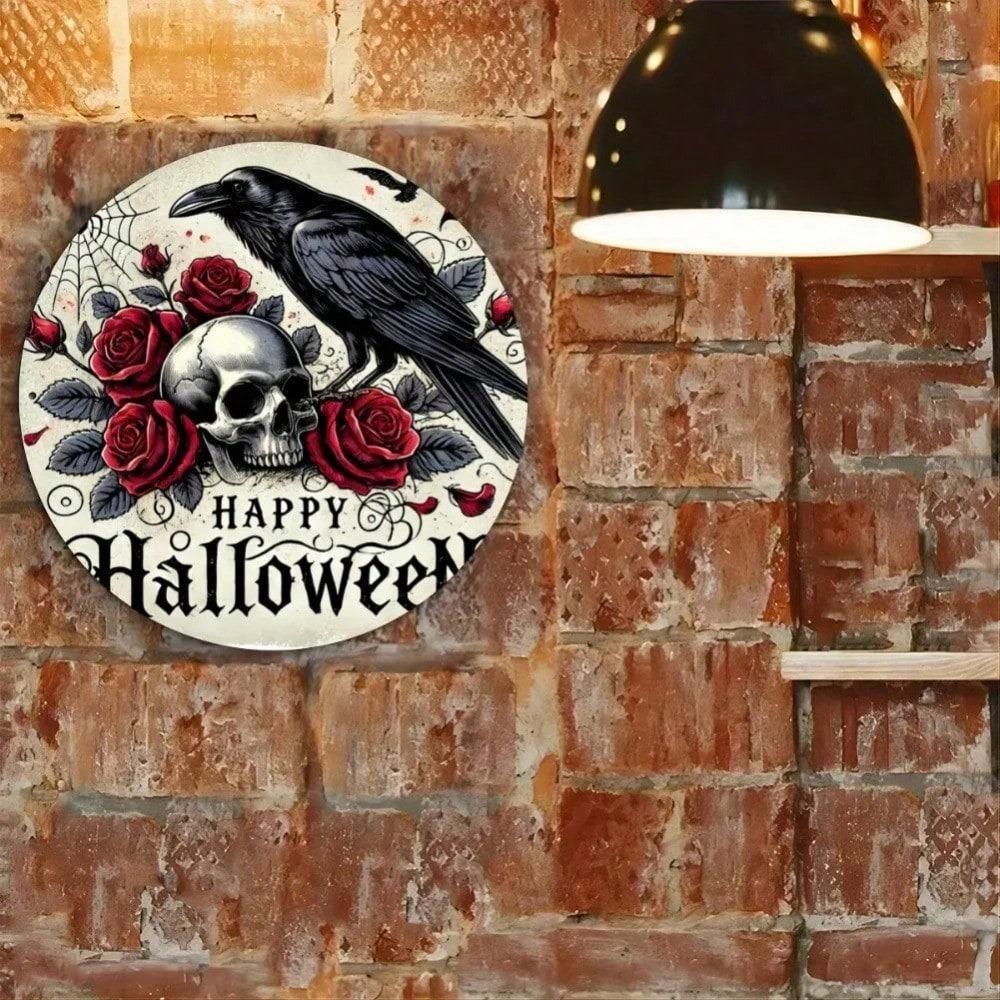Halloween Metal Wall Art Skeleton Roses Decor Yard Home Gift