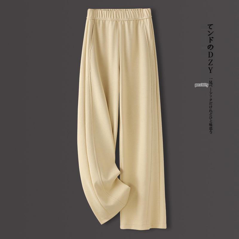 Women's High-Waisted Gray Elastic Waist Wide-Leg Sweatpants - Spring 2025 Collection