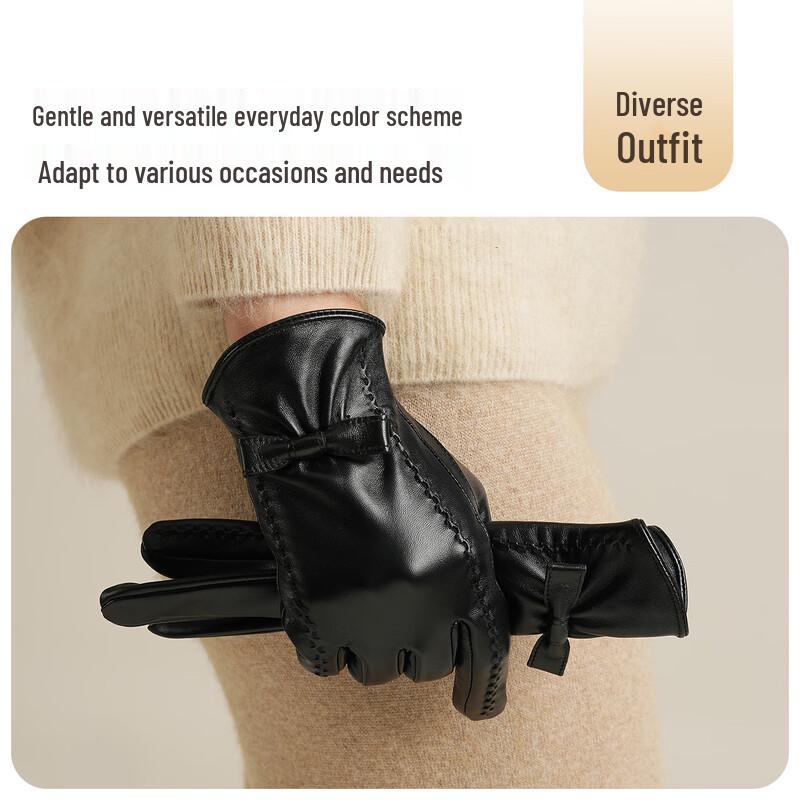 JIUMU Women's Warm Sheepskin Touchscreen Winter Gloves