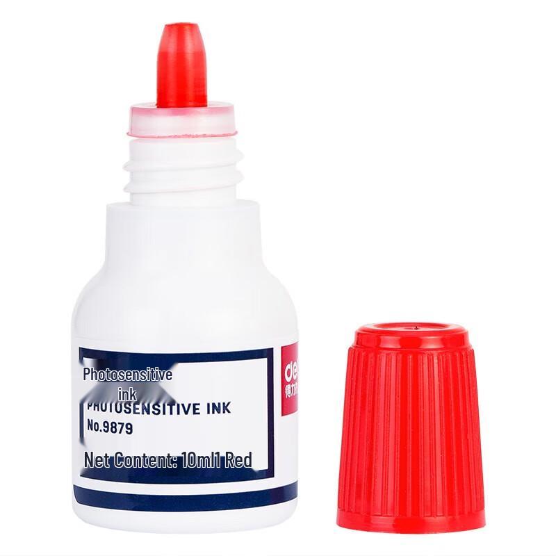 Deli 9879 Red Photosensitive Stamp Ink, 10ml