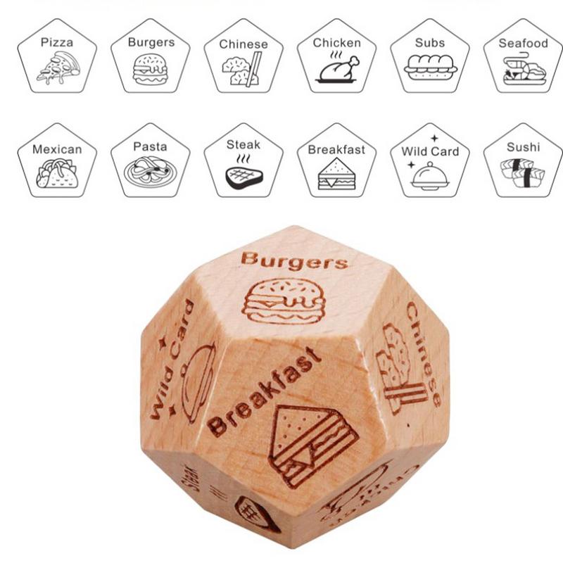 Food Dice Food Dicesion Game Wooden Dice Couple Date Night Ideas Funny Gift for Couples Anniversary Halloween Valentine's Day