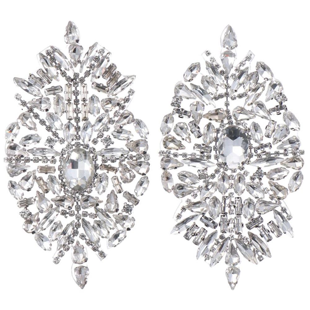 

2 шт. 3,93*2,36 дюйма, блестящий кристалл со стразами, серебряный декоративный пояс с кристаллами для девочек