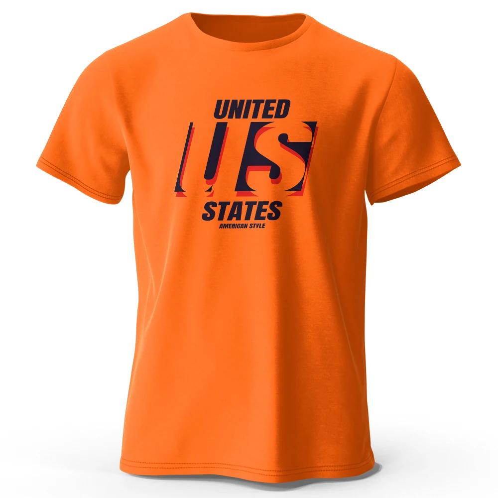 The US Logo Printed Unisexs Tshirt Fashion Cotton Tops Tees for Unisex Unisex Summer Casual Wear