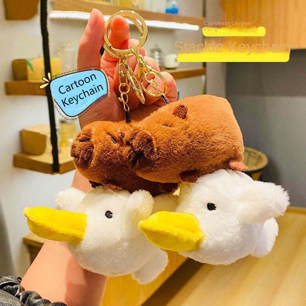 

Big Fat Goose Capybara Plush Keychain Hanging Accessories Cartoon Stuffed Doll Backpack Decor коричневый