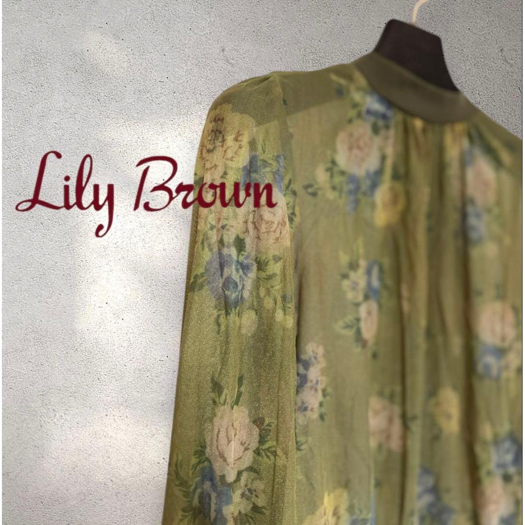 Lily Brown Flower Sheer Tulle Cut and Sewn (Pullover) Khaki