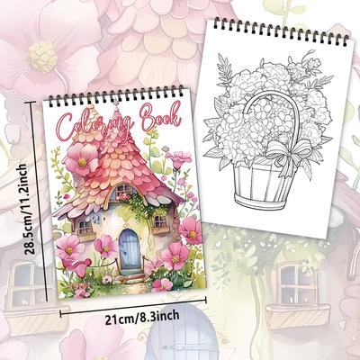 1pc,Girls Coloring Book - 30 Different Patterns,100gsm,11.2x8.3 “Stress Relief,Easter,Birthday,Valentine's Day Gift