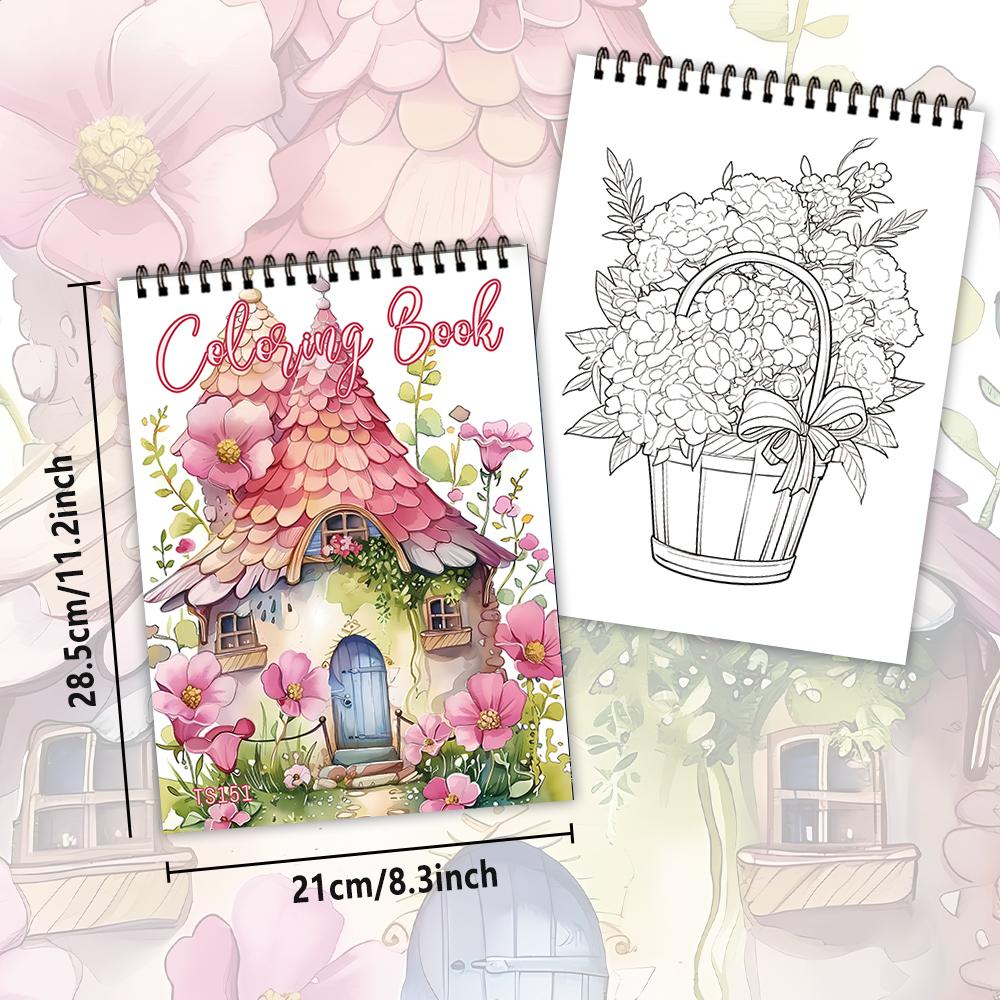 1pc,Girls Coloring Book - 30 Different Patterns,100gsm,11.2x8.3 “Stress Relief,Easter,Birthday,Valentine's Day Gift