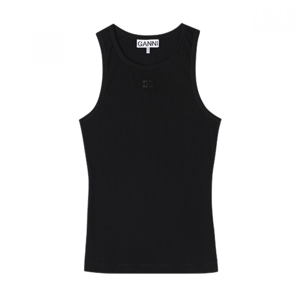 Ganni T3898 099 Butterfly Logo Tank Top Women Sleeveless T3898 099 (XS)