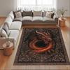 Dragon Rug Gothic Fantasy Carpet Dark Fire Area Rug Creature Decor Game Room Rug Red Black Spiral Rug Medieval Style Floor Mat