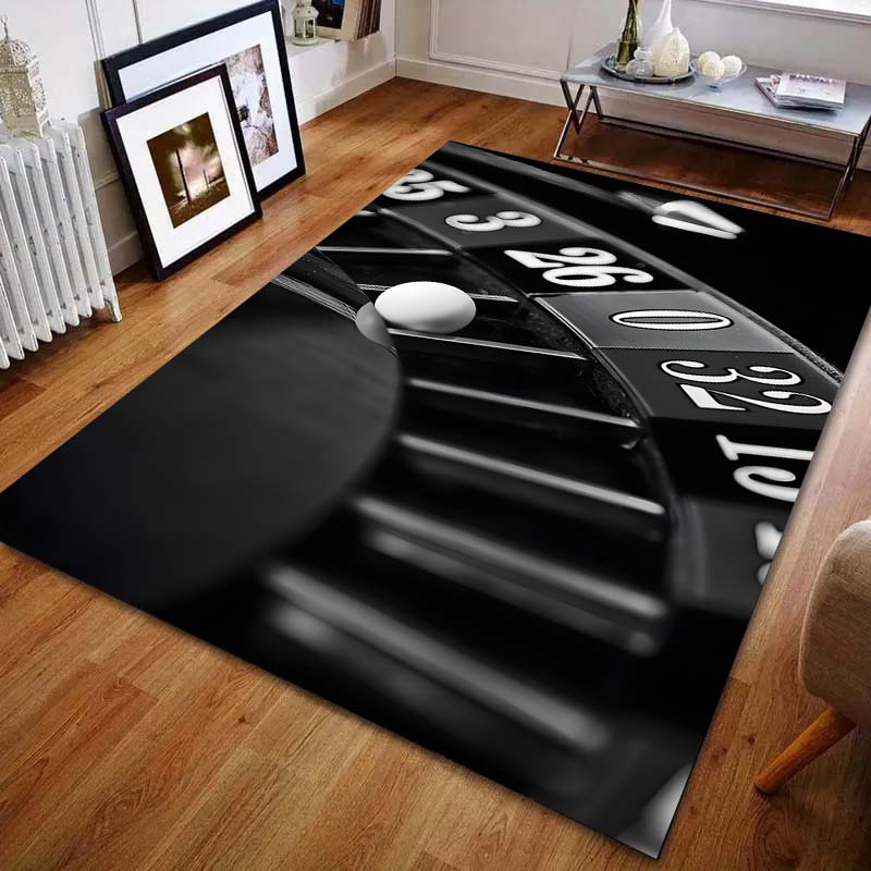 Black Game Turntable Printed Carpet for Bedroom Living Room Bedside Sofa Floor Mat Modern Home Decor Area Rug Large Size