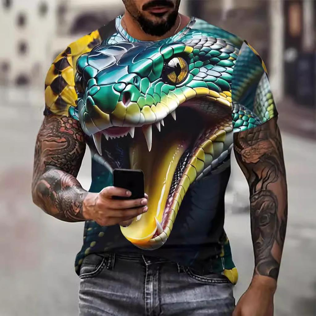 Summer Round Neck 3D Print Top Fashionable Casual Short Sleeved Men's T-shirts