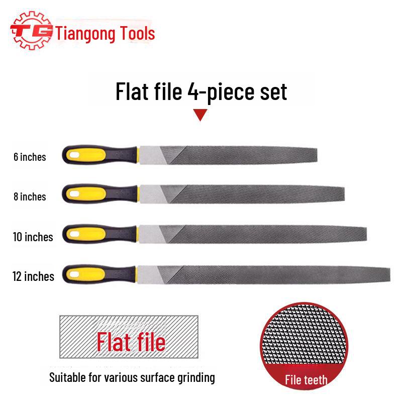 Tiangong High Carbon Steel Woodworking File Set: Triangular, Poking Knife, Round File for Benchwork and Grinding.