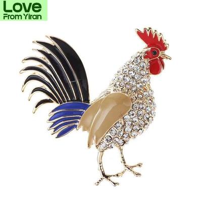 High-End Exquisite Tierkreis Hahn Brosche Herren- und Damenschmuck Niedliche Goldfarbene Brosche Korsage