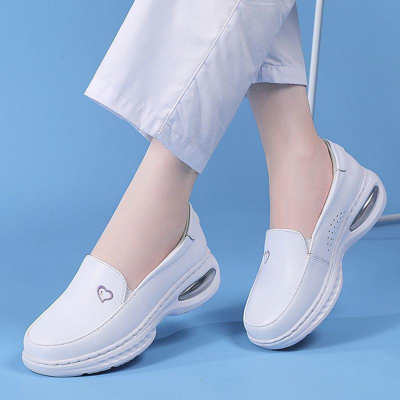 Damen Schwesternschuhe - Weich, Atmungsaktiv, Rutschfest, Bequem, Flacher Absatz, Luftpolster, Höhenerhöhend, Echtes Rindsleder für Medizinische Arbeit