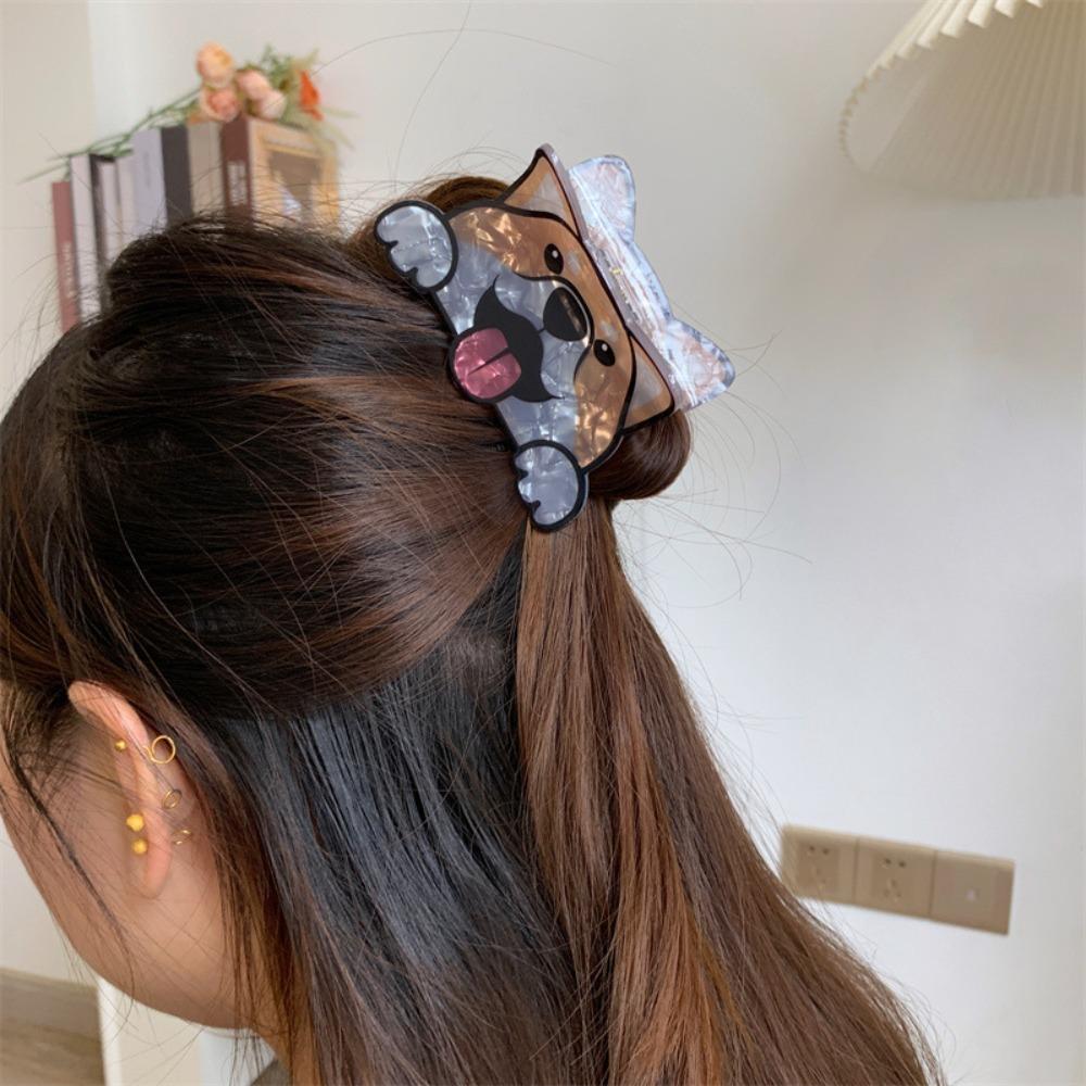 Korean Style Cartoon Dog Hair Claw Puppy Small Shark Clip Sweet Schnauzer Crab Clip  Girls