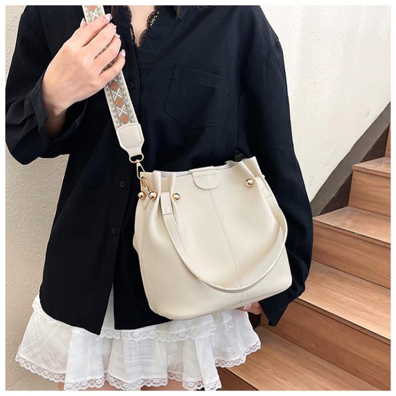 Bolso cruzado de hombro tipo cubo con correa ancha estilo coreano para mujer