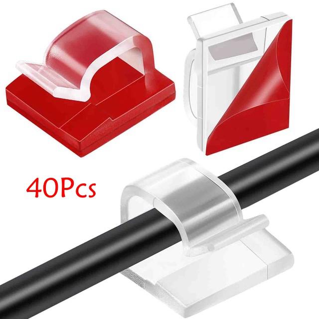 20/40 Pcs Self-adhesiv Cable Clips Wire Clips Cable Wire Management Wire Cable Holder Clamps for Car Office and Home
