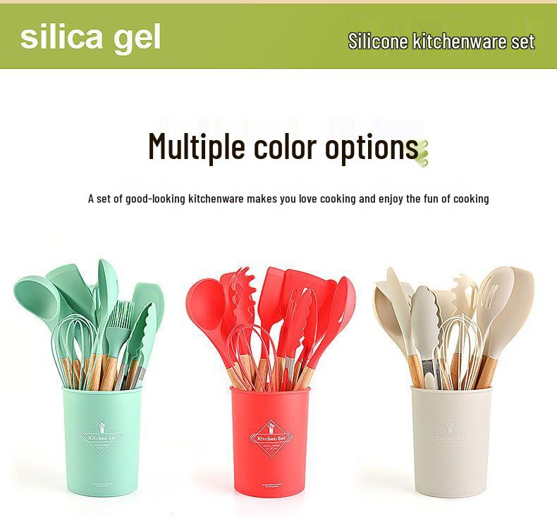 12-Piece Lightweight Silicone Kitchenware Set: Spatula, Whisk & More. Multiple Colors. Safe for Non-Stick Pans.