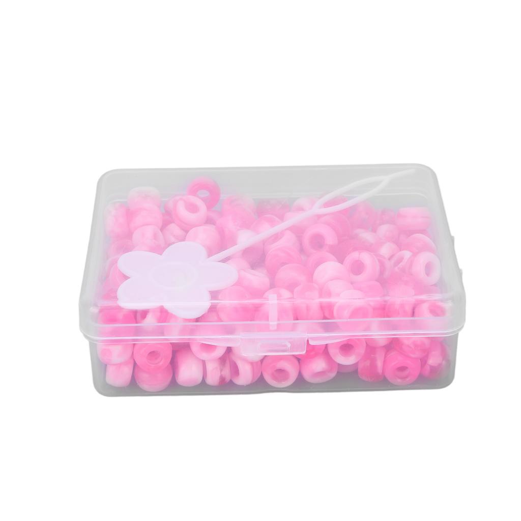 Pony Beads Kit Candy Color DIY Jewelry Making Beads Hair Beads for Bracelet Necklace Crafts MakingPink