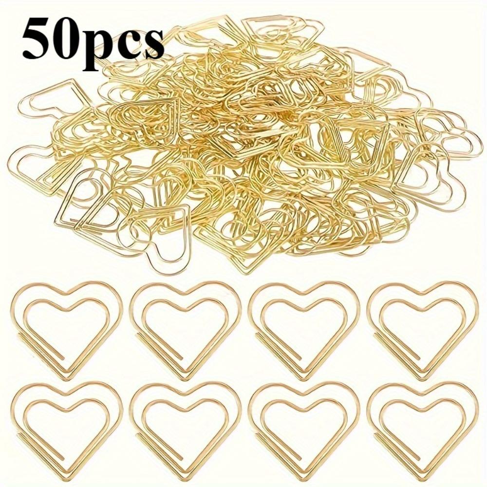 

Heart Paper Clip Golden Love Small Curve Pin Metal Journal Paper Clip Office Document, desk storage papeleria y oficina