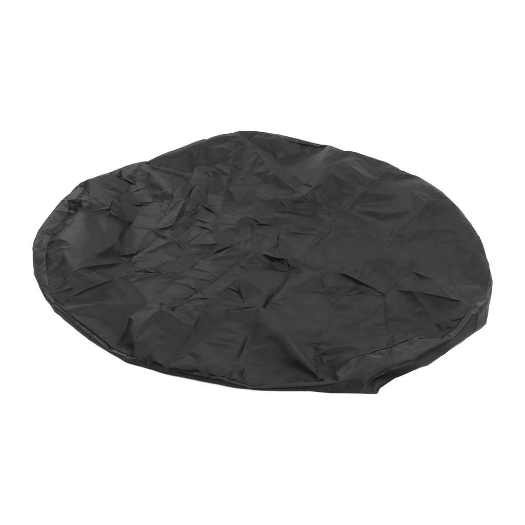 4ft Round Hot Tub Cover Oxford Fabric Folding Heat Insulation Waterproof Dustproof Pool Cover Black