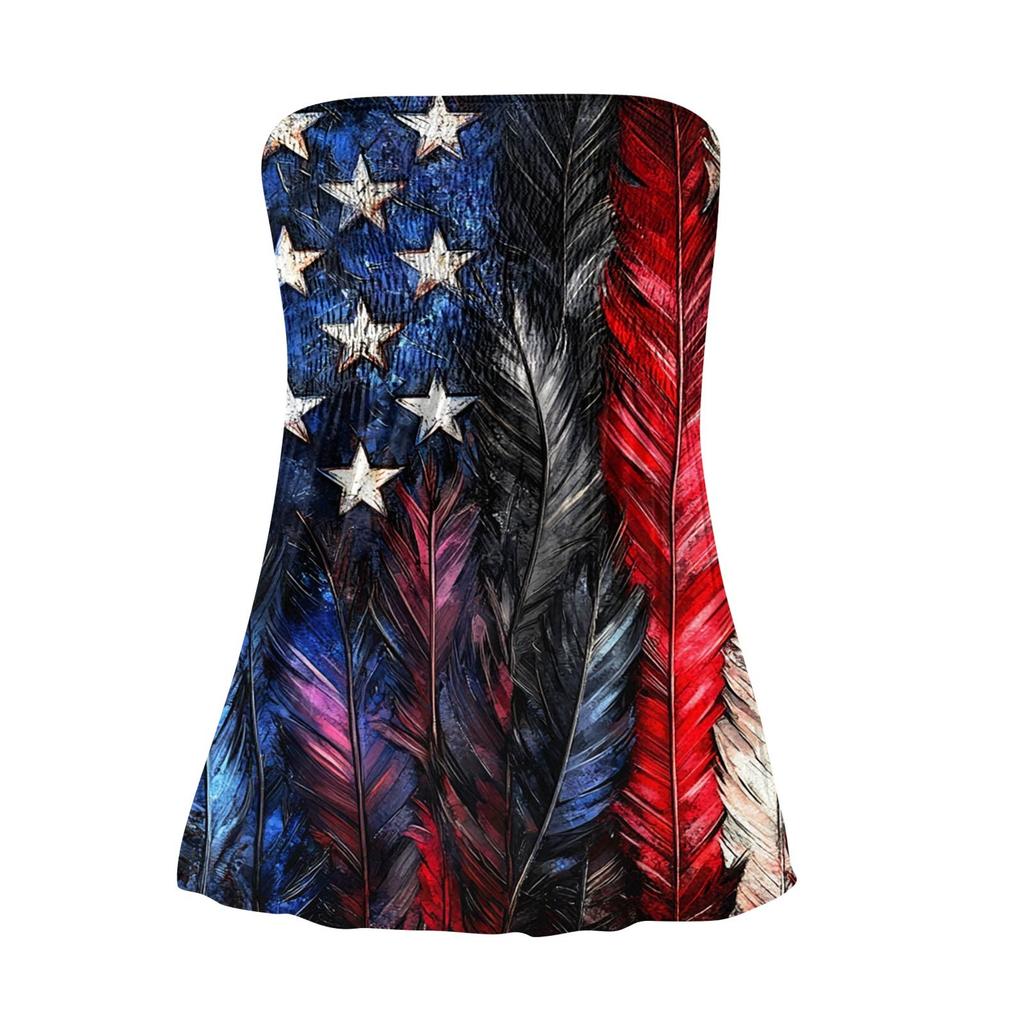 Summer Tube Tops For Women,Cute Sexy Off Shoulder Print Sleeveless T-Shirt