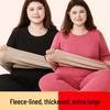 Women's Plus Size Fleece-Lined Lambswool Dralon Crew Neck Warm Underwear Set for Winter Cold Protection