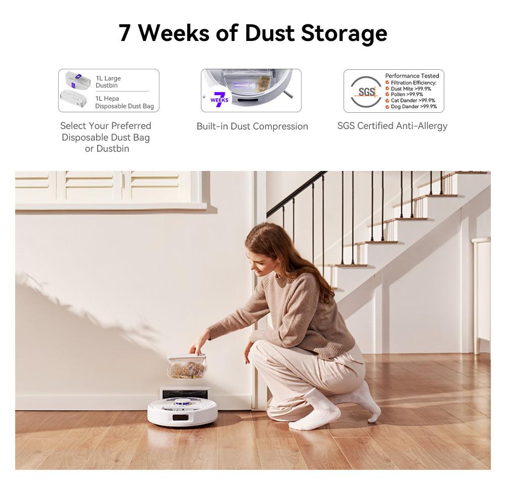 Narwal Freo X Plus Robot Vacuum, 7800Pa Suction, Zero-Tangle Brush, 6N Mopping, Auto Mop Lift, 7 Weeks Dust Storage, Alexa/App Control