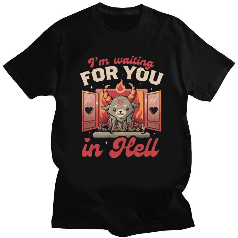 Men Short Sleeve T Shirt Cool Baphomet TShirt Kawaii Satan Demon Ghost Occult Goat Graphic Shirts Kawaii Clothing Anime Shirt