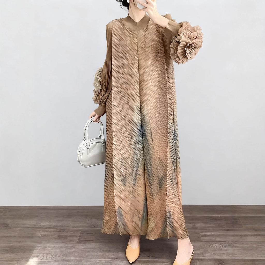 Elegant Pleated Long Plus Size Skirt - European & American Style for Women
