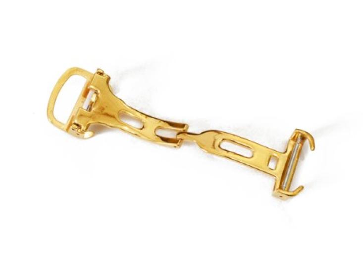 King Watch Parts Compatible avec Cartier Pasha Tank Ballon Or Jaune 16mm [Import Original] Bleu, Boucle D, Aftermarket, Plaqué,