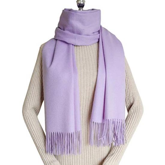 RAINBOW Large Thick Cashmere 70cm Wide x 200cm Long 100% Stole, Plaid, (Lavender)