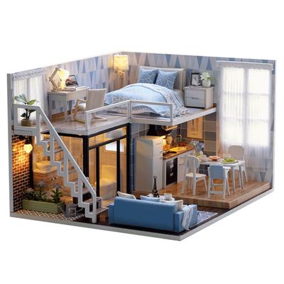 CUTRROOM Puppenhaus Bausatz für DIY Holzpuppenhaus im Maßstab Handgemachtes Minihaus Kreativ Inklusive Musik Staubdicht und LED-Lichter Anfänger, Möbel,