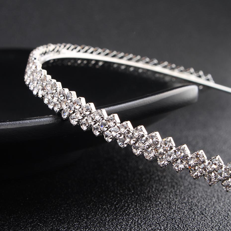 Fashion Rhinestone Bridal Tiara Headpiece Silver Crystal Wedding Hair Accessories Women Birthday Party Rhinestone Crowns