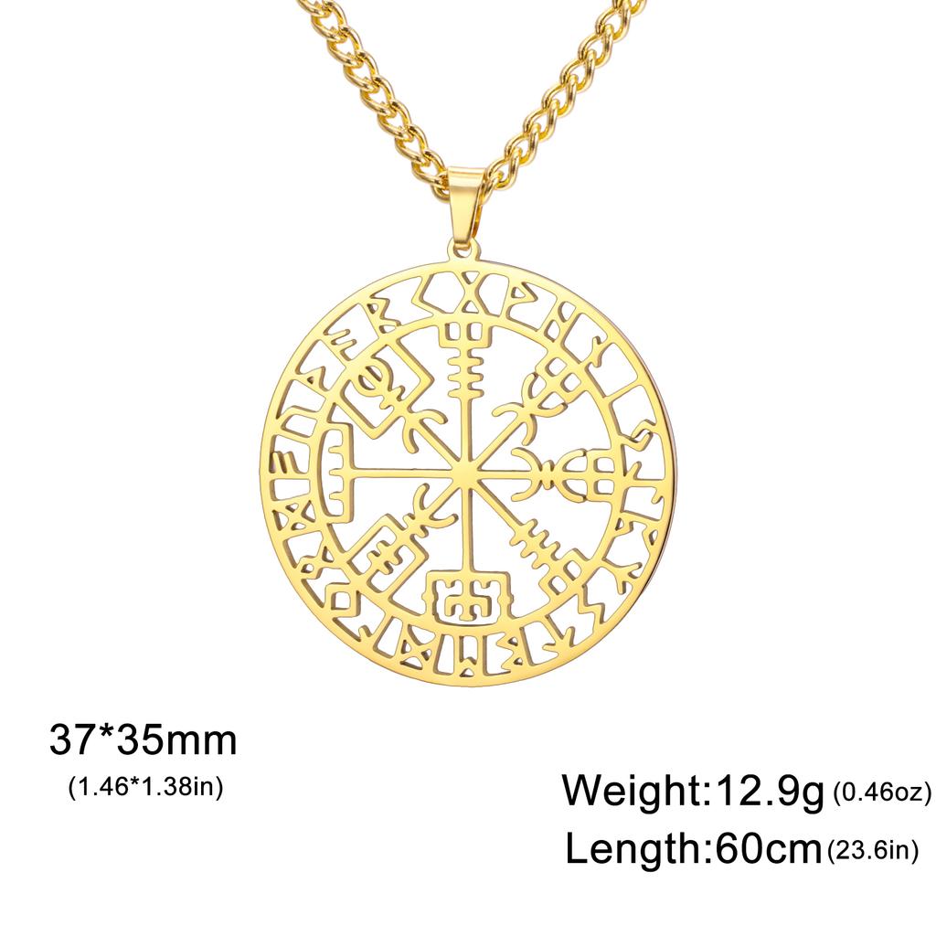 Vintage Viking Compass Rune Pendant Necklace Stainless Steel Nordic Odin Vegvisir Amulet Punk Party Jewelry Gift