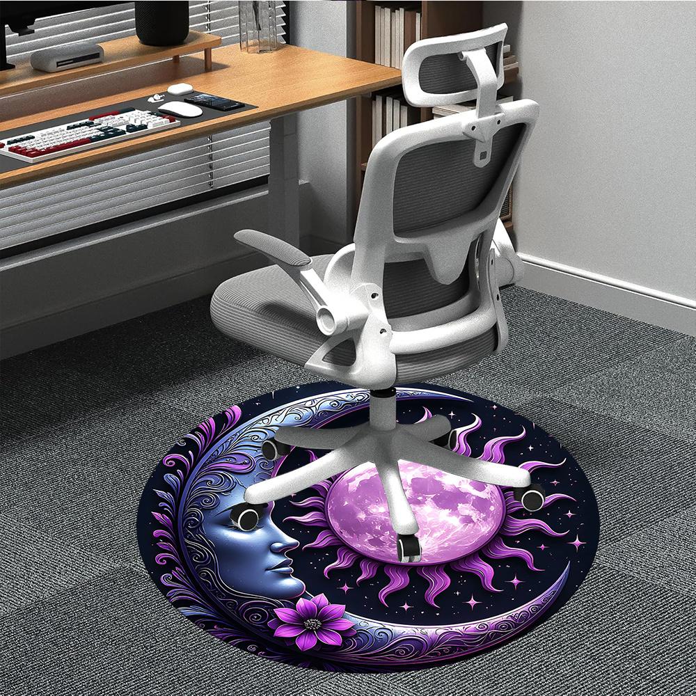 1pc Moon Sun Office Round Area Rug, Indoor Mat Suitable ForOffice, Under Office Chairs Bedroom Living Room Home Decor, Room Decot120