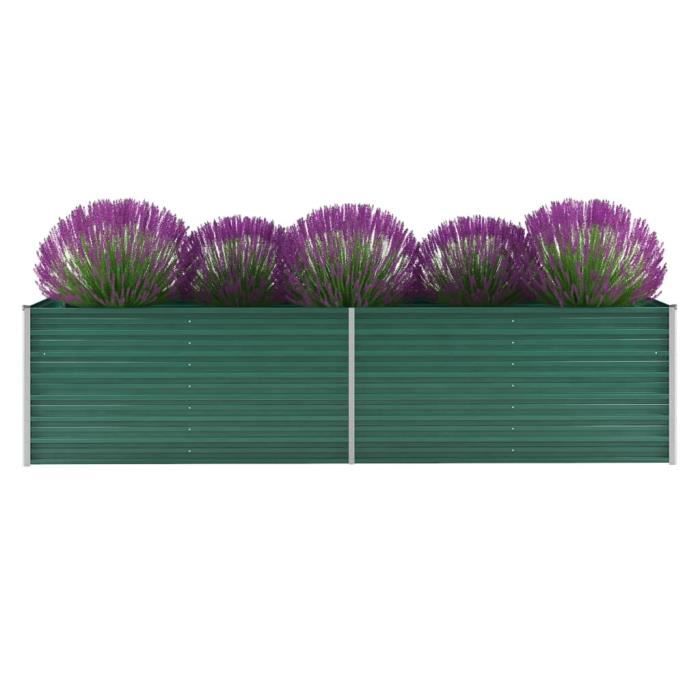 VidaXL Lit surélevé de jardin Acier galvanisé 320x80x77 cm Vert