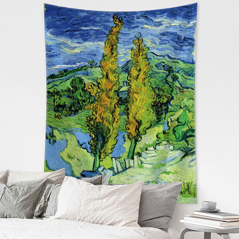Umutsuzluk Güvesi Goblen Duvar Asma Van Gogh Yağlıboya Hippi Tapiz Sanat Estetik Oda Oturma Odası Ev Dekorasyonu