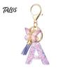 Talos Purple Series Keychain Pendant, Sequins Star Initial Letter Charm Key Chain with Butterfly Tassel Design, A-Z Holder for Bag Purse Backpack