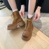 Winter Platform Thick Heel Women Short Boots Fashion Lace Up Shoes Street Style Banquet Party Motorcycle Botas Mujer