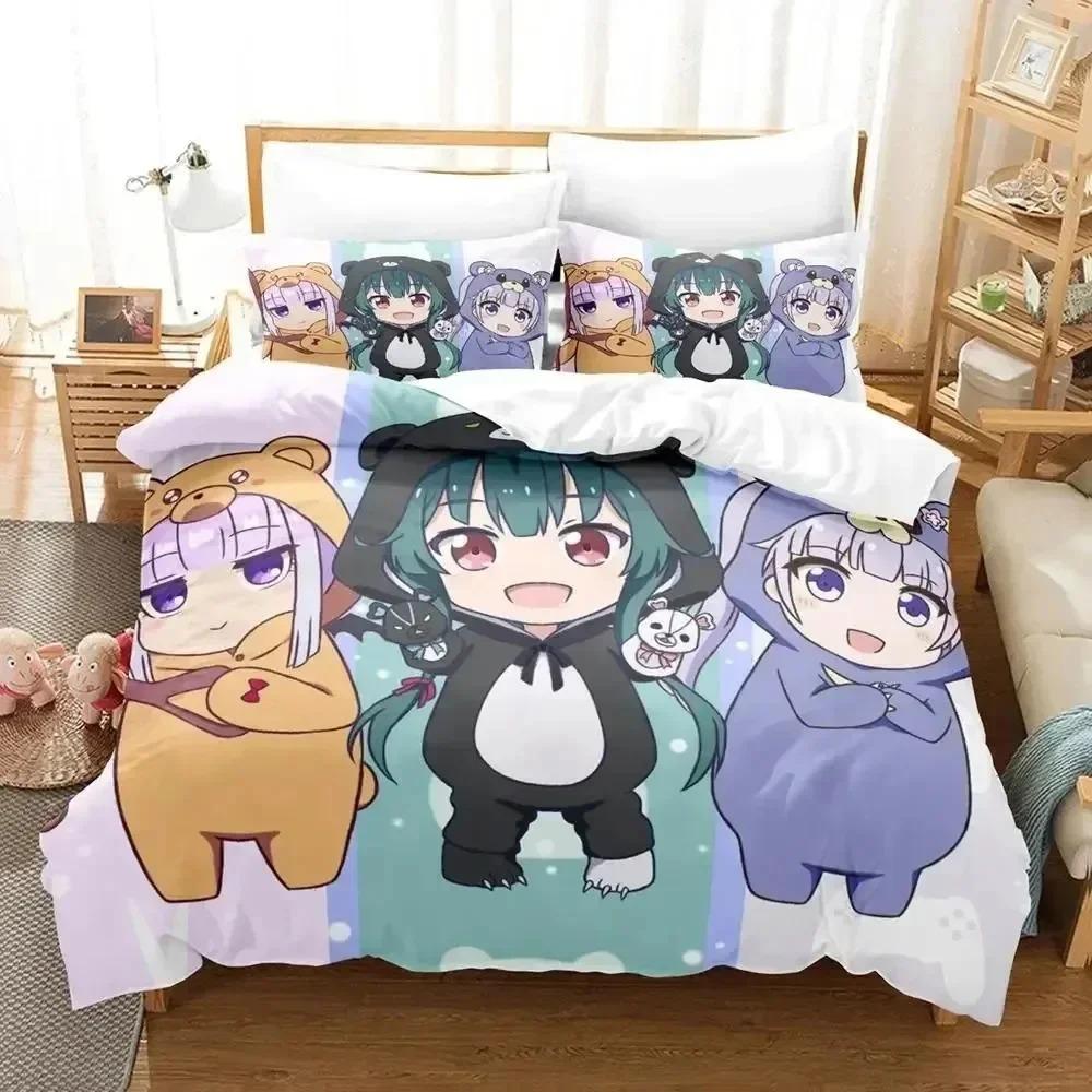 3D Print Anime Kuma Kuma Kuma Bear Bedding Set Bedroom Soft Modern Bedspreads Comefortable Duvet Cover Quilt Cover  Pillowcase 70x133cm 3pcs