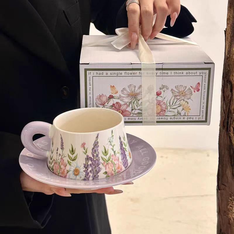 Retro Office Water Cup Girls High Value Coffee Cup Exquisite Ceramic Cup Set Souvenir Birthday Gift 260ml