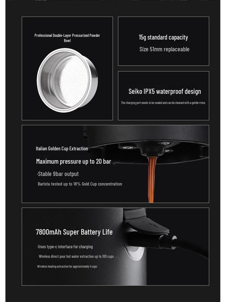 Portable Electric Espresso Machine with Digital Display for Travel