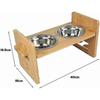 Large Dog Bowl Stand, Height Adjustable Wooden Raised Stand With 2 Bowls