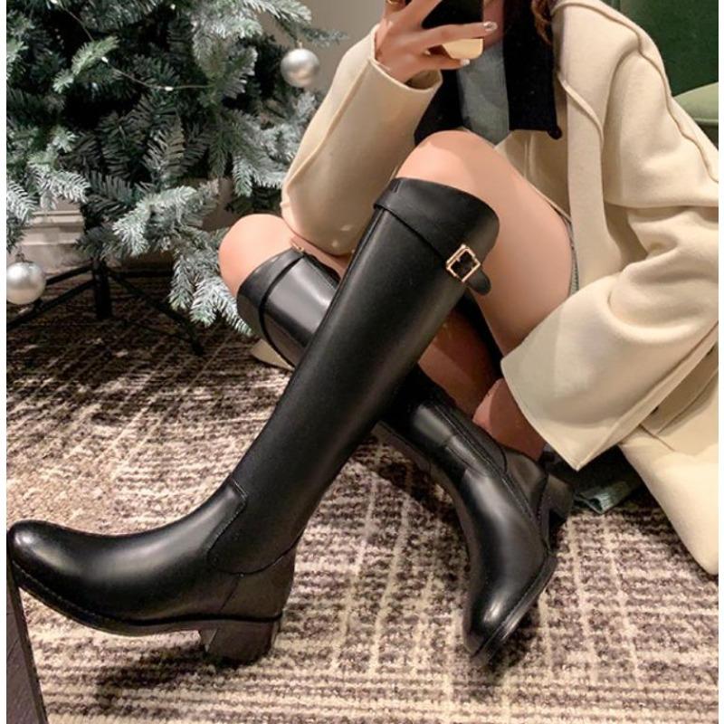 Black Elegant with Low Heels Shoes for Woman Long Brown Women's Boots Winter Knee High Shaft Stylish Lastest Price Goth Boots
