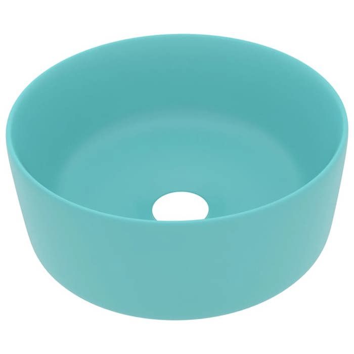 VidaXL Lavabo Rond de Luxe Vasque à Poser de Toilette Lave-mains de Salle de Bain Vestiaire Cuisine Maison Intérieur Vert 147013