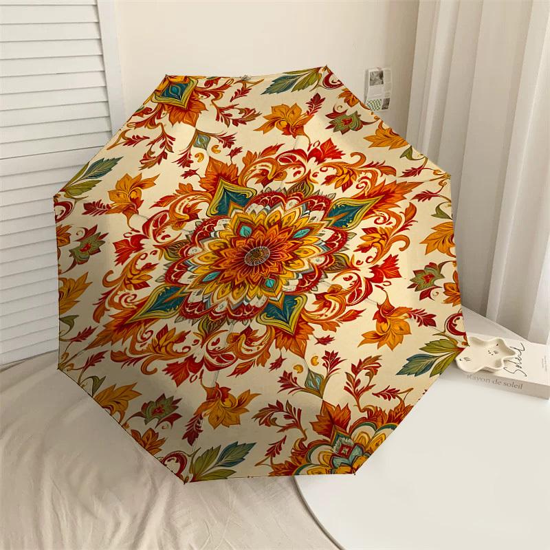 

1PC Floral PatternAutomatic Open/Close Umbrella with Windproof, 8-Rib Sturdy Canopy, Durable Ribs, Fashionable Design, Outdoor Accessory, Fun Prin, Ho