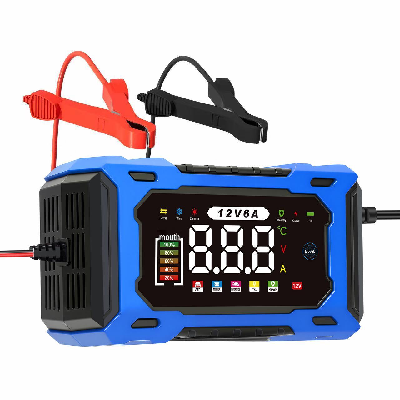 

12V6A Cross-Border Smart Pulse Repair Charger for Car and Motorcycle Lead-Acid Batteries with Start-Stop Capability